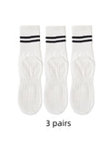 3 Pairs of Yoga Socks, Medium Length Socks, Pure Cotton anti Slip Silicone Indoor Fitness Pilates, Women'S Sports Socks Wholesal
