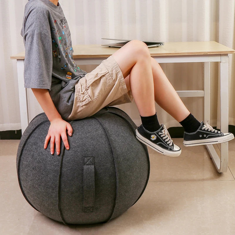 65Cm Linen Yoga Ball Cover Balance Ball Protector + 65Cm Yoga Ball with Pump for Home Gym Yoga Pilates Fitness Body Building